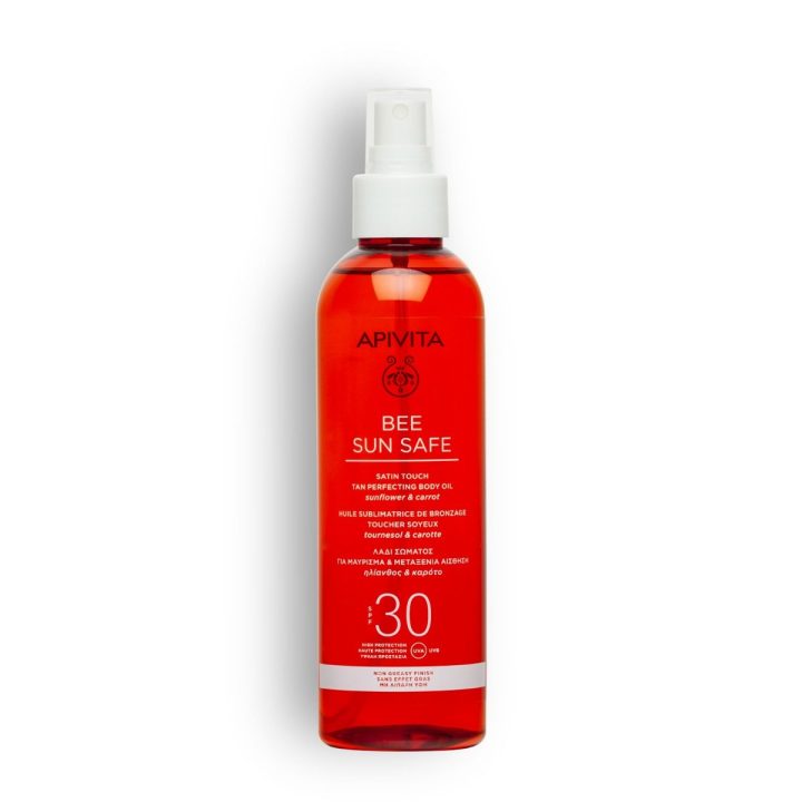 Apivita Bee Sun Safe Satin touch tan perfecting body oil spf30